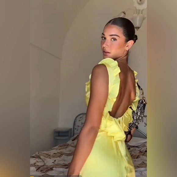 House of CB ‘Tink’ Buttercup Satin Ruffle Mini Dress - Picture 13 of 16